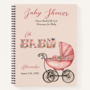 Gästekarte Babytraege Kinderdusche Notizbuch