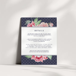 Gästekarte für antikes Peony Wedding Begleitkarte