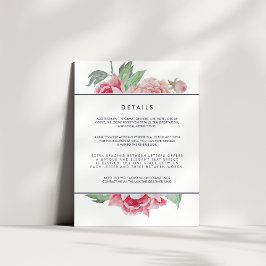 Gästekarte für antikes Peony Wedding Begleitkarte