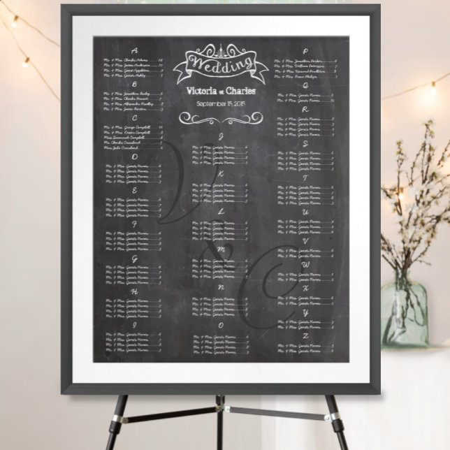 Gästekarte für Vintage Wedding Chalkboard Poster (Von Creator hochgeladen)