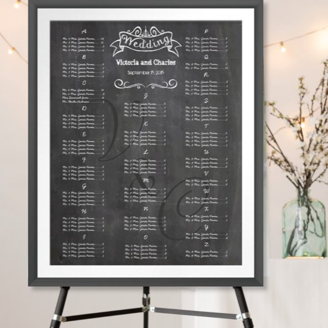 Gästekarte für Vintage Wedding Chalkboard Poster (Von Creator hochgeladen)