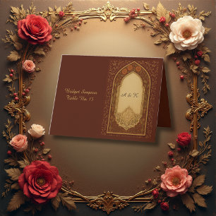 Gästekarte "Golden Terracotta Arabian Floral Arch" Dankeskarte