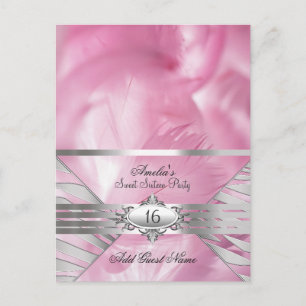 Gästekarten Rosa Sweet 16 Postkarte