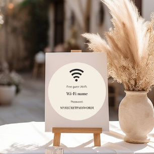 Gästekunden-WLAN-Netzwerkpasswort beige Runder Aufkleber