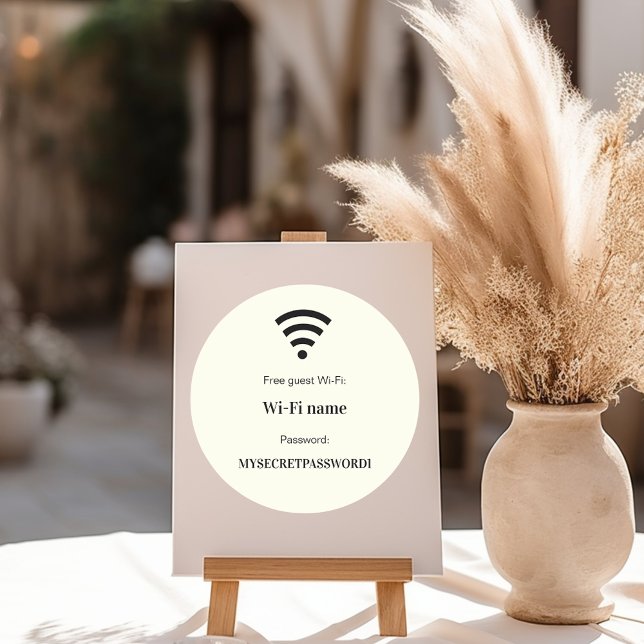 Gästekunden-WLAN-Netzwerkpasswort Elfenbein Runder Aufkleber (Von Creator hochgeladen)