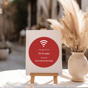 Gästekunden-WLAN-Netzwerkpasswort rot weiß Runder Aufkleber