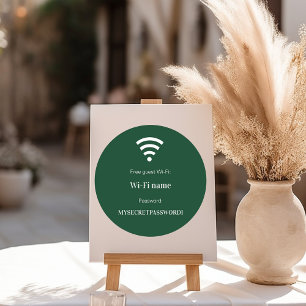 Gästekunden-WLAN-Netzwerkpasswort smaragdgrün Runder Aufkleber