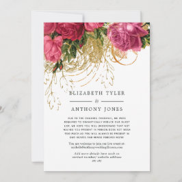 Gästeliste für Vintage Rosa und Gold Hochzeiten Ankündigung