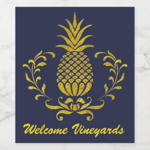 Gastfreundschafts-Ananas-Gold Ihr Text und Farbe Weinetikett