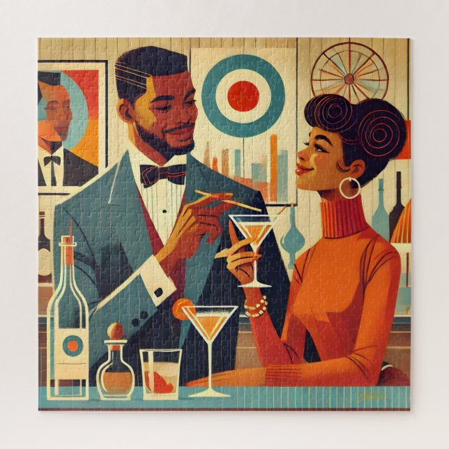 Gastgeber einer Cocktailparty im Stil der Mitte de Puzzle (Vertikal)
