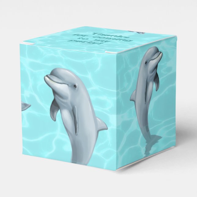 Gastgeschenk-Box "Dolphin" grün mit Text Geschenkschachtel (Vorderseite)