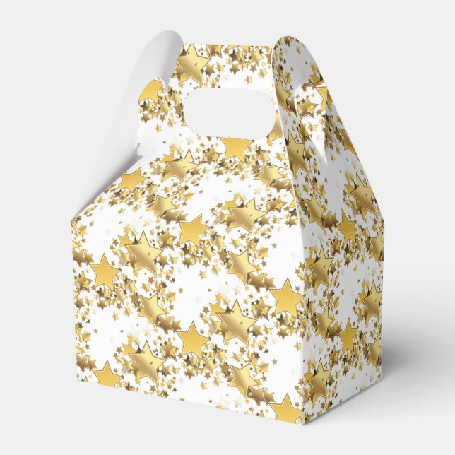 Gastgeschenk Box-Gold Stars Gefälligkeitsbox Geschenkschachtel (Vorderseite)
