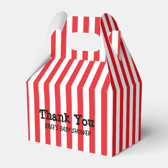 Gastgeschenk-Box mit rotem und weißem Circus Strip Geschenkschachtel (Vorderseite)