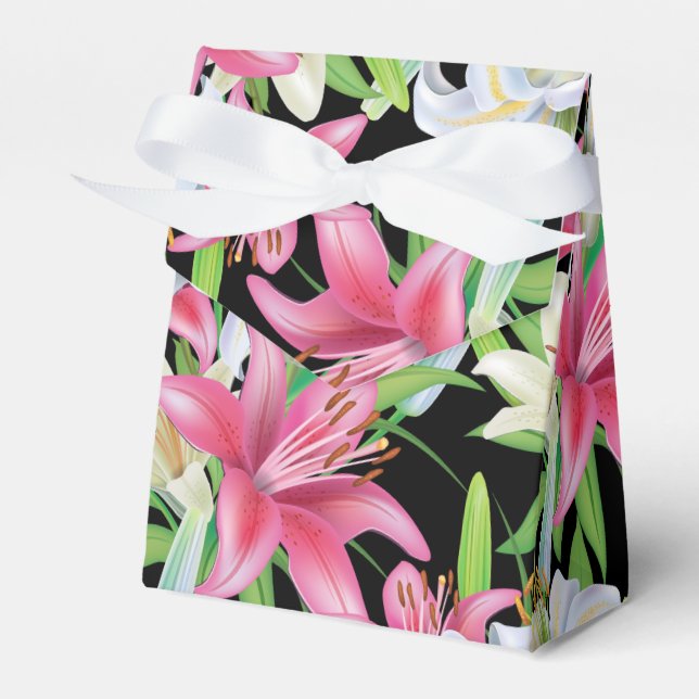 Gastgeschenk Box-Pink Lilies Geschenkschachtel (Vorderseite)