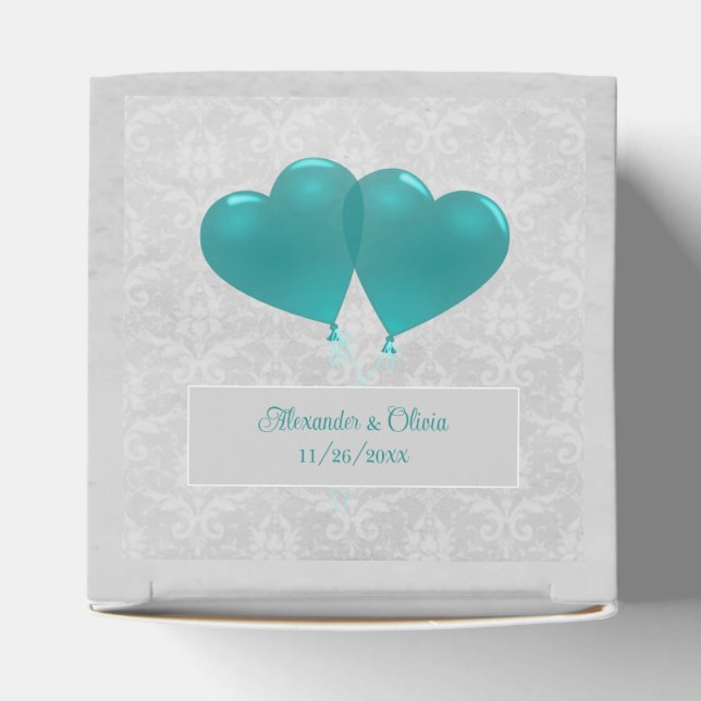 Gastgeschenk Hochzeit "aquamarin Heart Balloons" Geschenkschachtel (Oben)