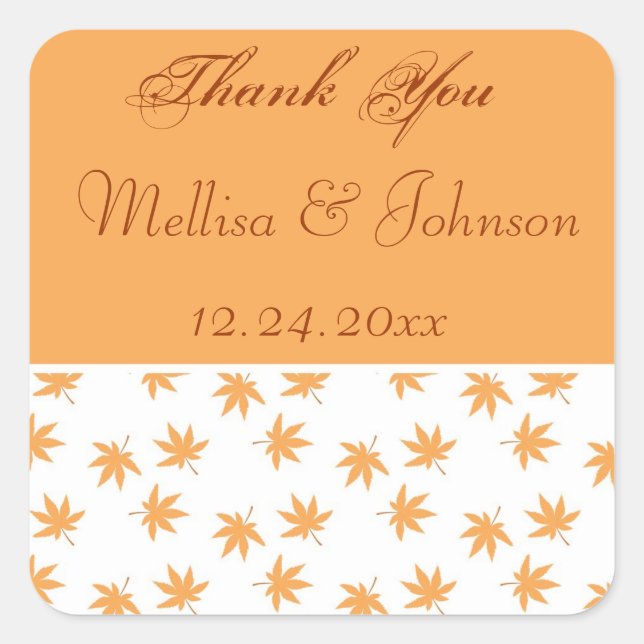 Gastgeschenk Hochzeit-Aufkleber für grafische Blät Quadratischer Aufkleber (Vorderseite)