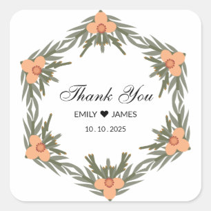 Gastgeschenk Hochzeit Bag - Individuelle Name & Da Quadratischer Aufkleber