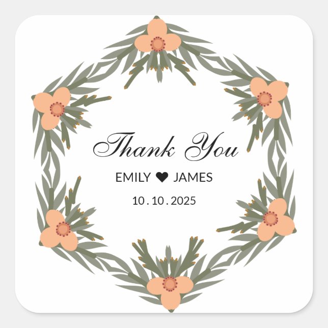 Gastgeschenk Hochzeit Bag - Individuelle Name & Da Quadratischer Aufkleber (Vorderseite)