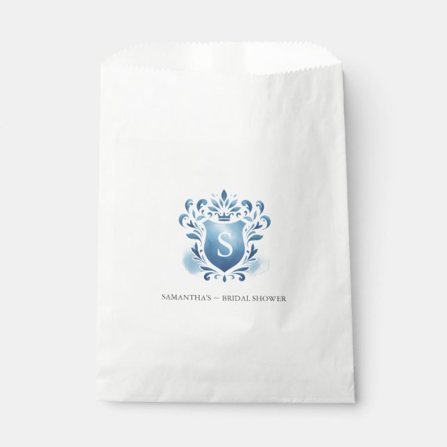 Gastgeschenk Hochzeit Bags Blaues Mit Monogramm Wa Geschenktütchen (Vorderseite)