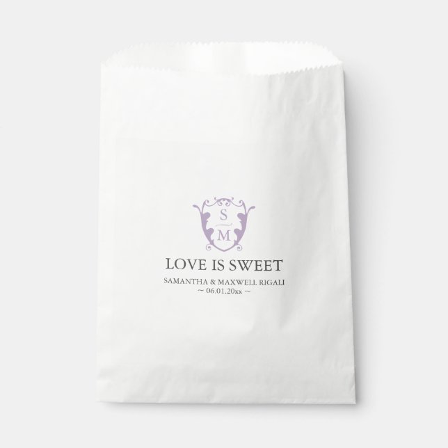 Gastgeschenk Hochzeit Bags Monogram Lilac Lila Geschenktütchen (Vorderseite)