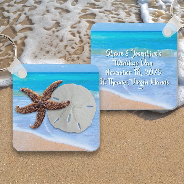 Gastgeschenk Hochzeit "Beach Starfish Sand Dollar" Schlüsselanhänger (Von Creator hochgeladen)