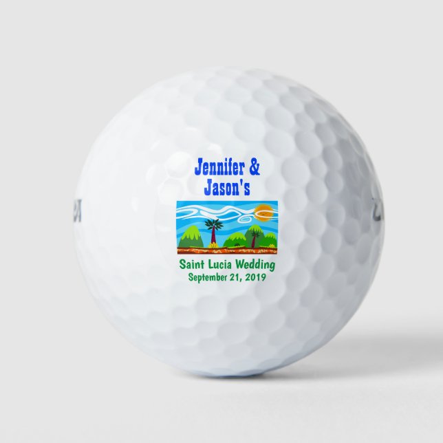 Gastgeschenk Hochzeit Beach Tropical Destination Golfball (Vorderseite)