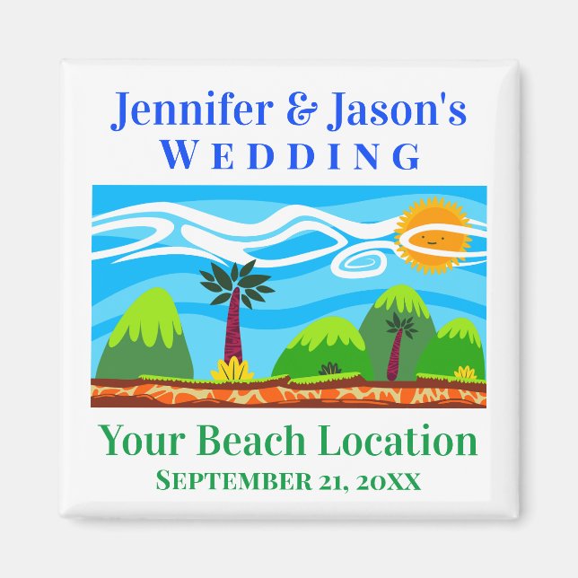 Gastgeschenk Hochzeit Beach Tropical Destination Magnet (Vorne)
