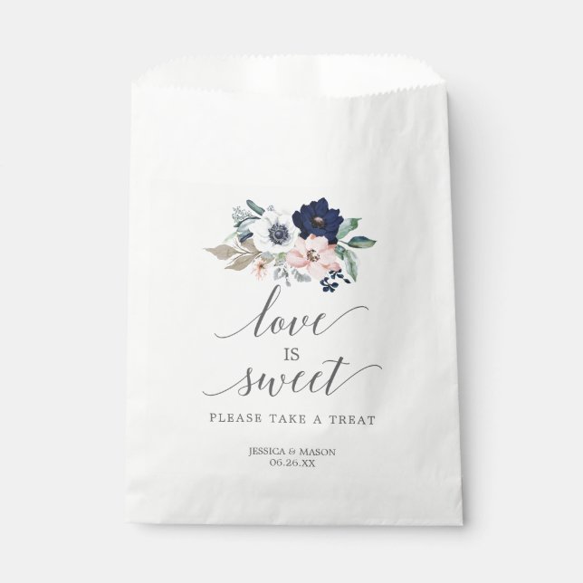 Gastgeschenk Hochzeit Beutel Liebe ist Sweet Navy  Geschenktütchen (Vorderseite)
