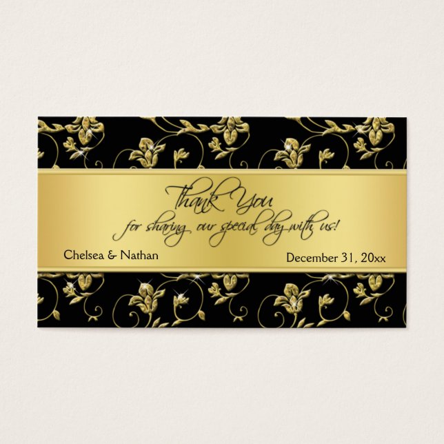 Gastgeschenk Hochzeit "Black and Gold Floral" (Vorderseite)