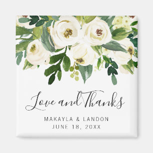 Gastgeschenk Hochzeit Bloral White Roses Grüne Magnet