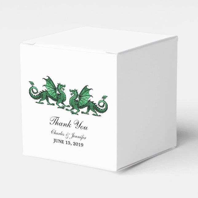 Gastgeschenk Hochzeit-Box für grüne, elegante Drac Geschenkschachtel (Vorderseite)