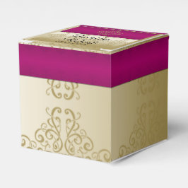 Gastgeschenk Hochzeit Box Gold und Burgund Damask Geschenkschachtel