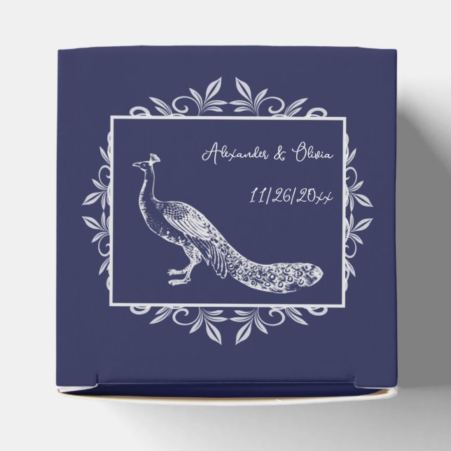 Gastgeschenk Hochzeit-Box "Navy Peacock Blüh" Geschenkschachtel (Oben)