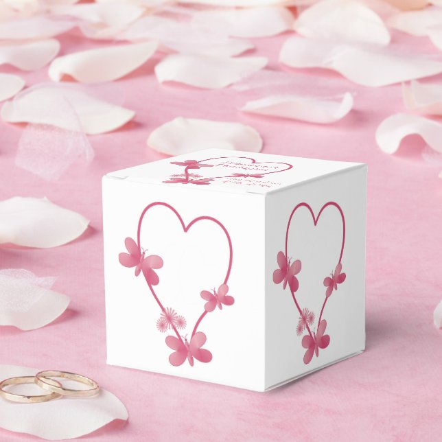 Gastgeschenk Hochzeit Box Rosa Herz und Schmetterl Geschenkschachtel (Hochzeit)
