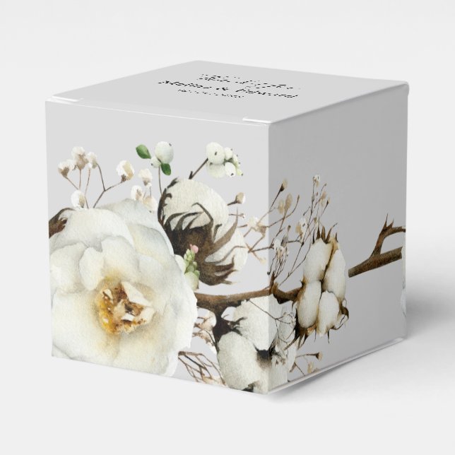 Gastgeschenk Hochzeit Box White Rose Florals Geschenkschachtel (Vorderseite)