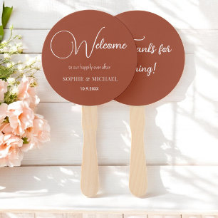Gastgeschenk Hochzeit Brown White Terracotta Fans Fächer