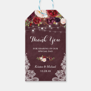 Gastgeschenk Hochzeit Burgundy Floral Lace Vielen Geschenkanhänger