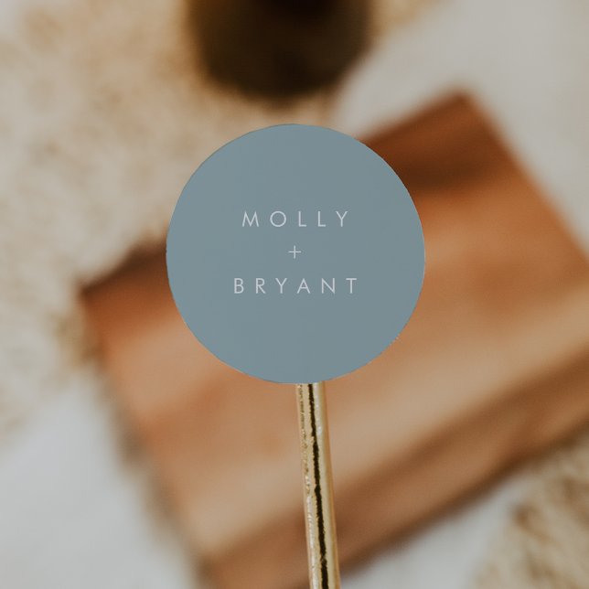 Gastgeschenk Hochzeit Coastal Dusty Aqua Runder Aufkleber (Von Creator hochgeladen)