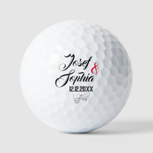 Gastgeschenk Hochzeit Couple Name Datum Pinky Vers Golfball