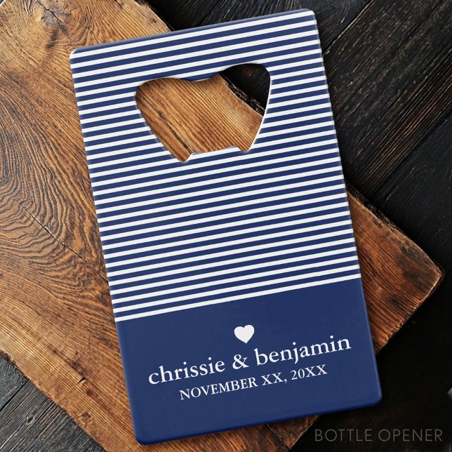 Gastgeschenk Hochzeit Custom Bride Groom Date Stri Geldbeutel Flaschenöffner (Custom Bottle Opener - Card Style)