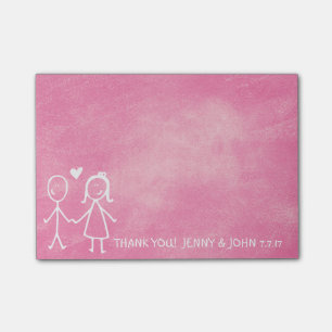 Gastgeschenk Hochzeit Danke Chalkboard Candy Pink Post-it Klebezettel