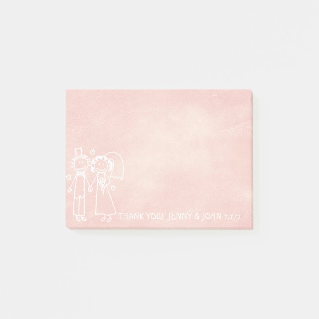 Gastgeschenk Hochzeit Danke Chalkboard Peach Paste Post-it Klebezettel (Vorderseite)