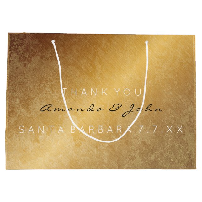 Gastgeschenk Hochzeit Danke, Jubiläum Gold Grungy Große Geschenktüte (Rückseite)