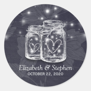 Gastgeschenk Hochzeit danke Mason Jars & String Li Runder Aufkleber