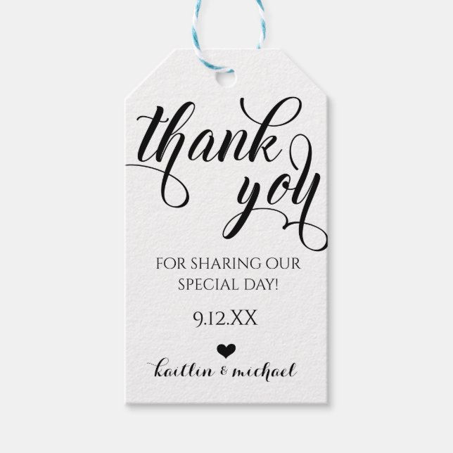 Gastgeschenk Hochzeit Dankeschön Tag - Wirbel Kall Geschenkanhänger (Vorderseite)