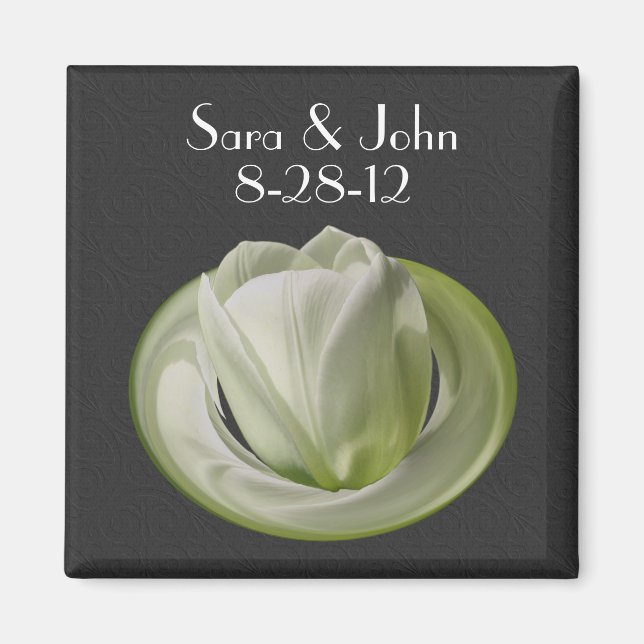 Gastgeschenk Hochzeit der Blume White Tulip Magnet (Vorne)