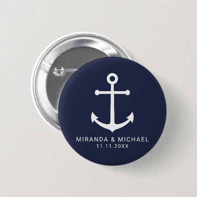 Gastgeschenk Hochzeit der modernen Nautischen Mari Button (Vorne & Hinten)
