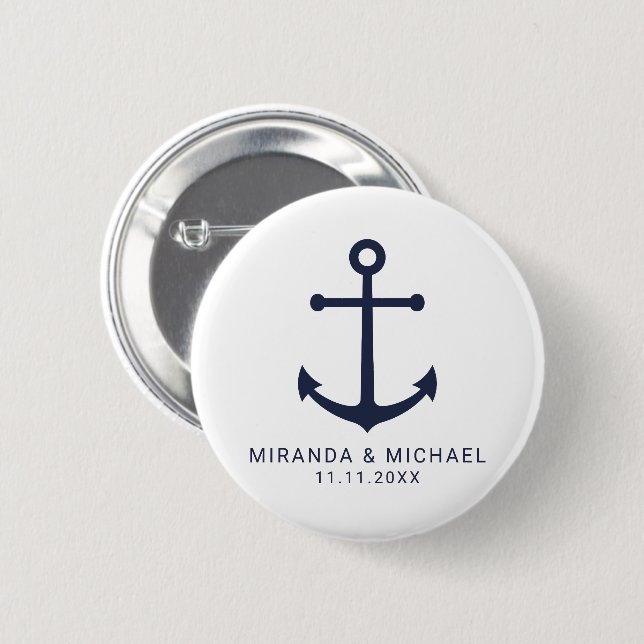 Gastgeschenk Hochzeit der modernen Nautischen Mari Button (Vorne & Hinten)