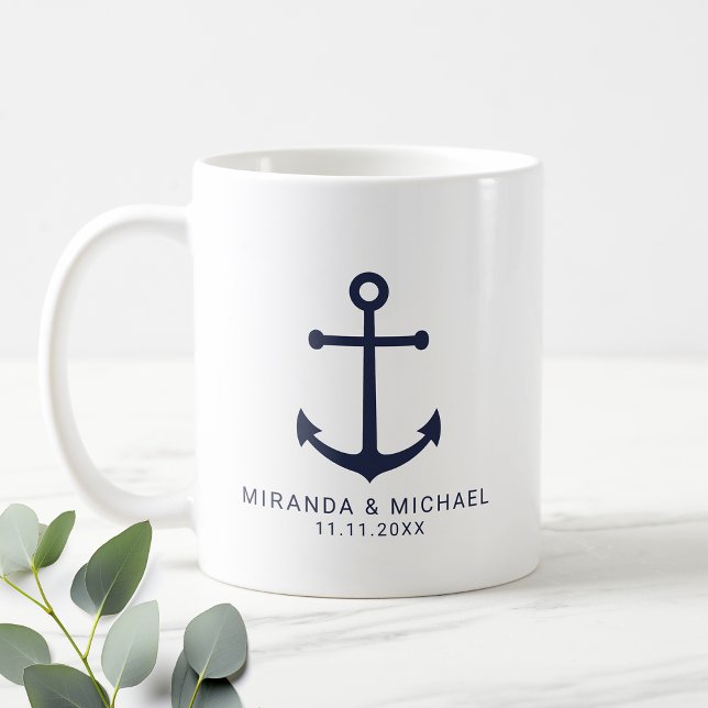 Gastgeschenk Hochzeit der modernen Nautischen Mari Kaffeetasse (Von Creator hochgeladen)