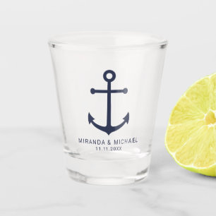 Gastgeschenk Hochzeit der modernen Nautischen Mari Schnapsglas
